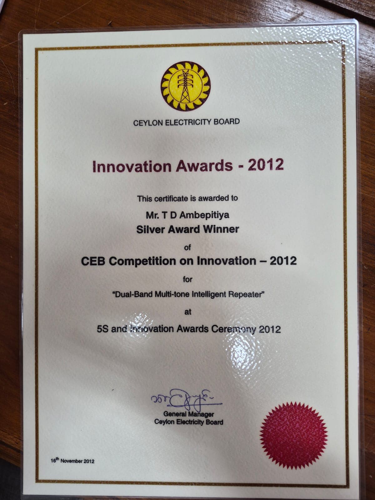 2013 CEB Bronze Award Certificate
